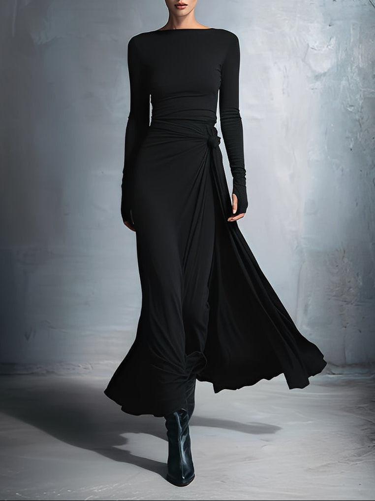 Naomie | Robe longue avec nœud en soie