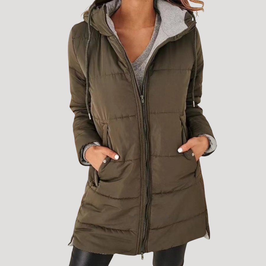 Gisèle | Veste matelassée longue à capuche