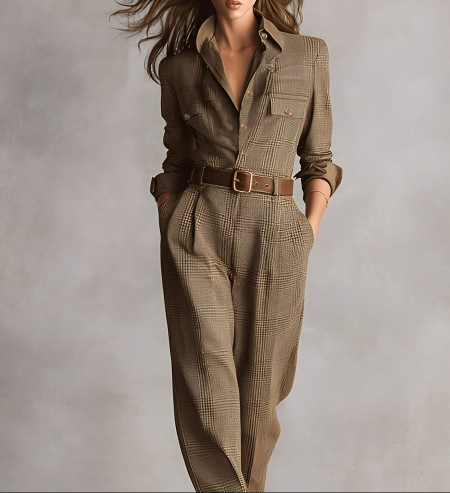 Célia | Combinaison marron aux détails raffinés