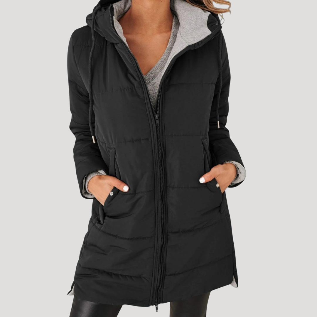 Gisèle | Veste matelassée longue à capuche