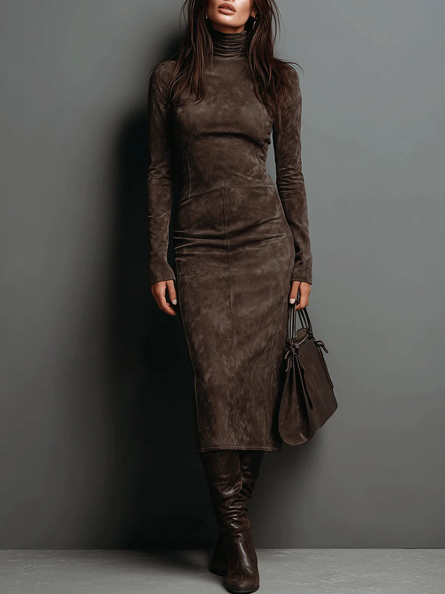 Lorène | Robe midi longue marron