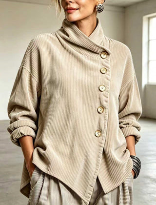 Capucine | Pull en velours côtelé à col montant