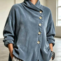 Capucine | Pull en velours côtelé à col montant