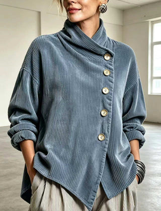 Capucine | Pull en velours côtelé à col montant