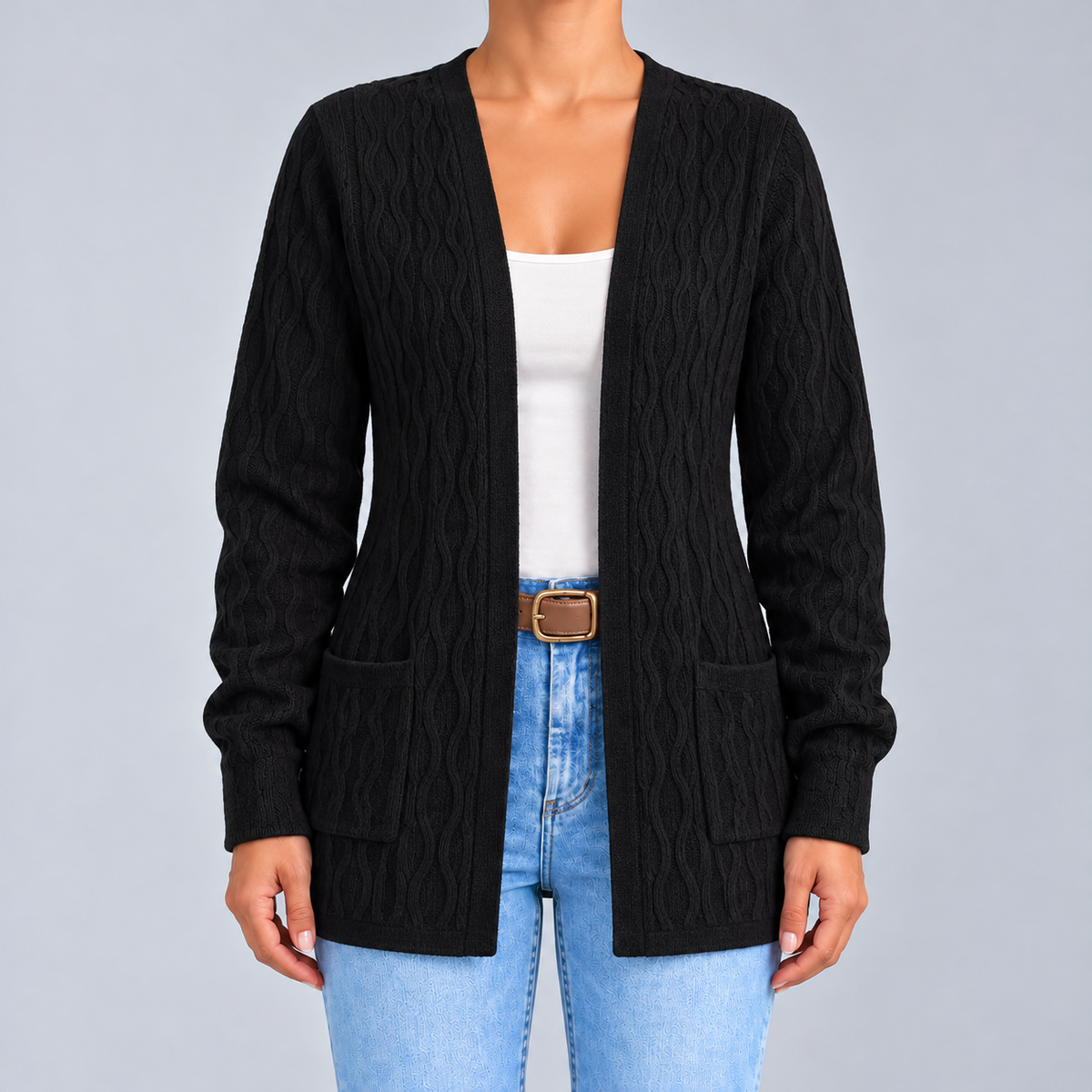 Elisa | Cardigan ouvert en maille texturée
