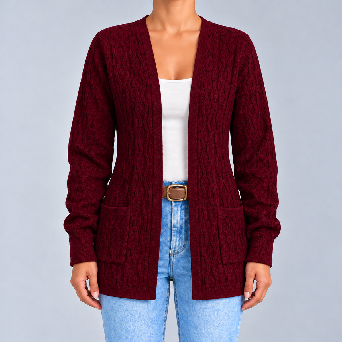 Elisa | Cardigan ouvert en maille texturée