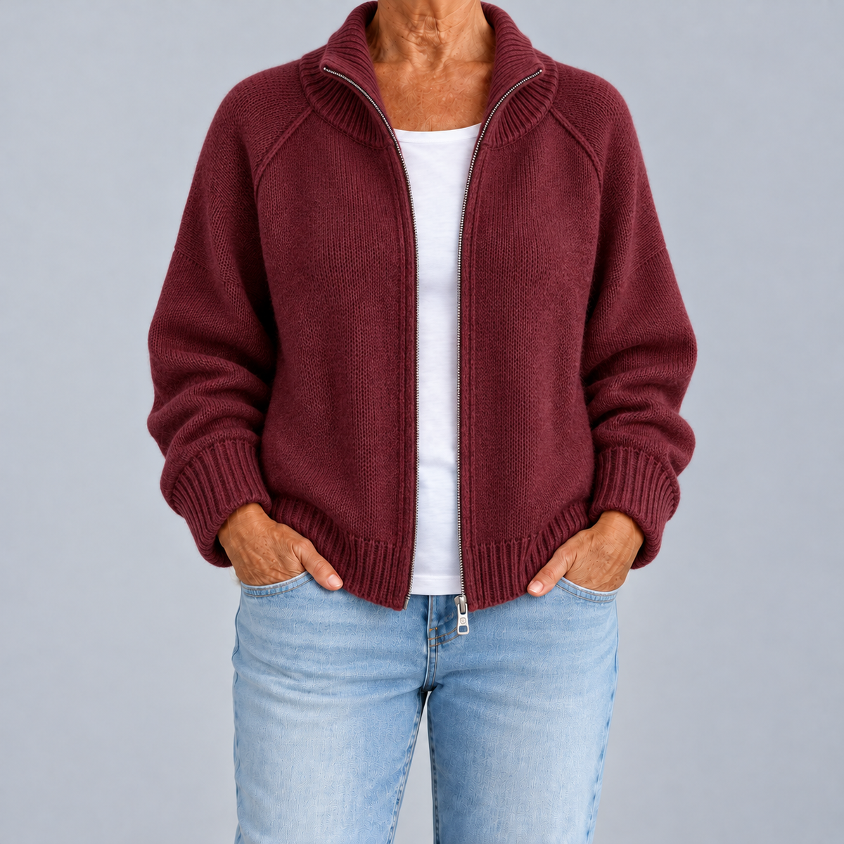 Dafne | Cardigan zippé à col montant