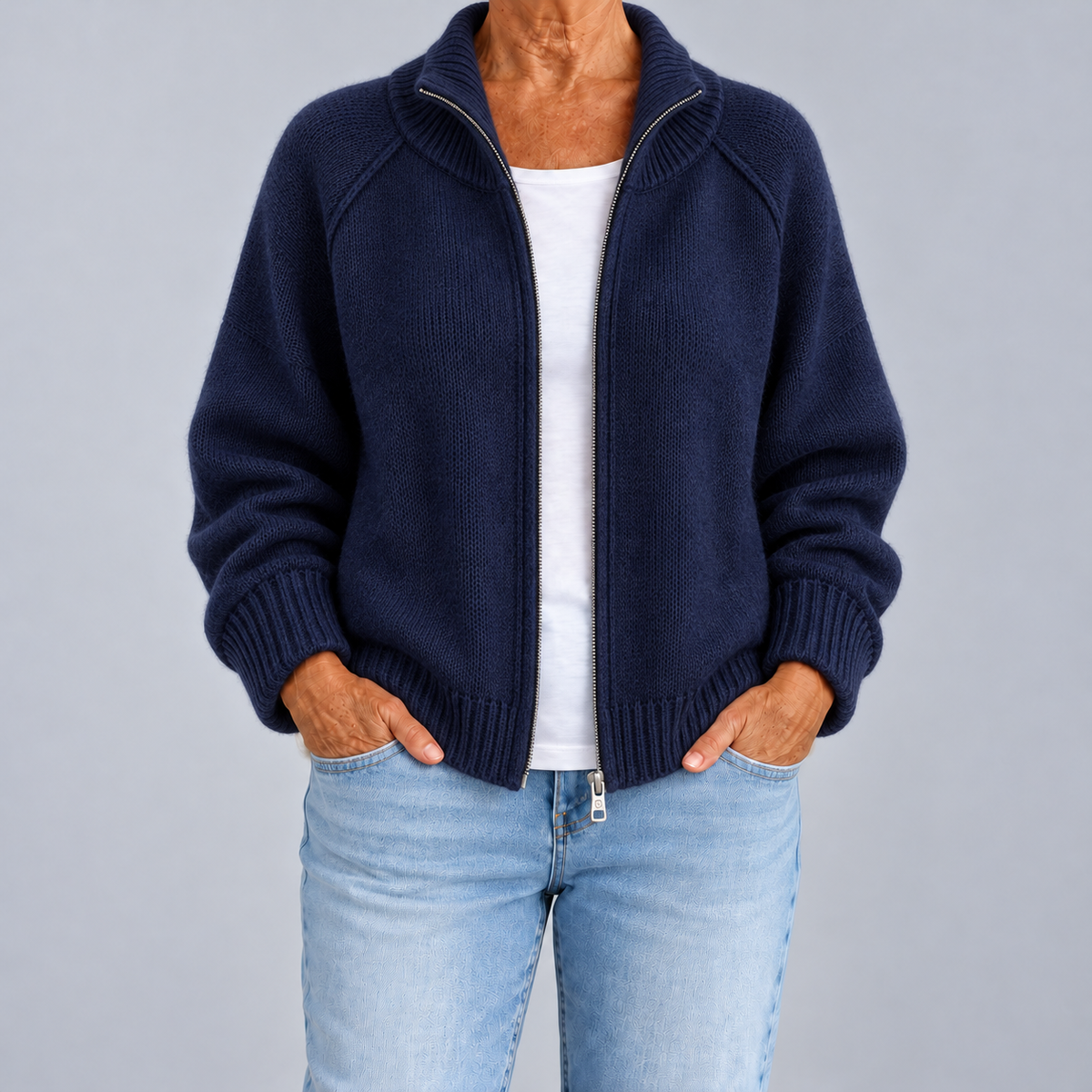 Dafne | Cardigan zippé à col montant