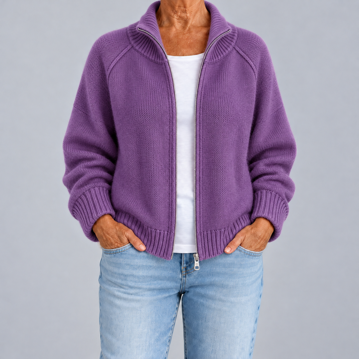 Dafne | Cardigan zippé à col montant