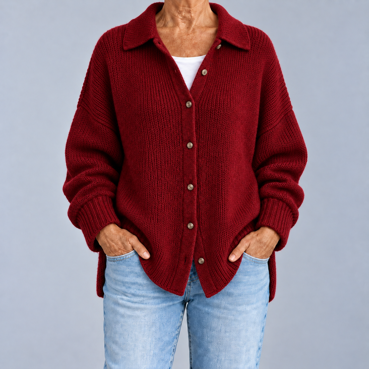 Laura | Cardigan ample à col chemise