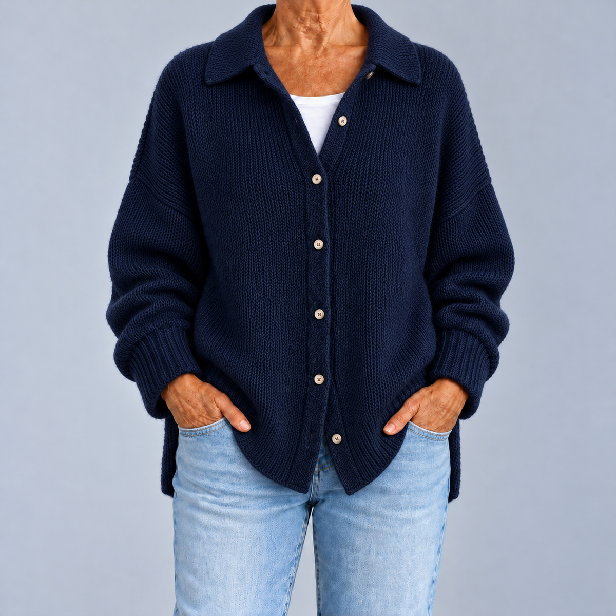 Laura | Cardigan ample à col chemise