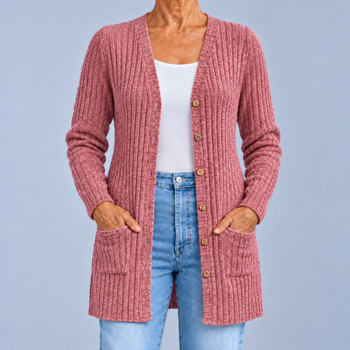 Paola | Cardigan côtelé à col V
