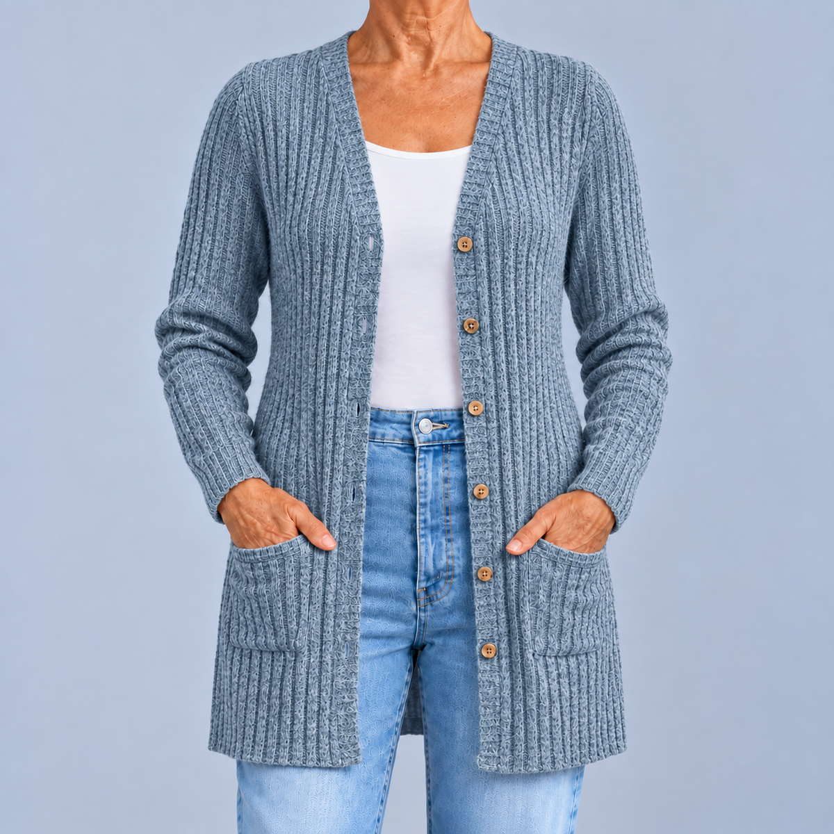 Paola | Cardigan côtelé à col V