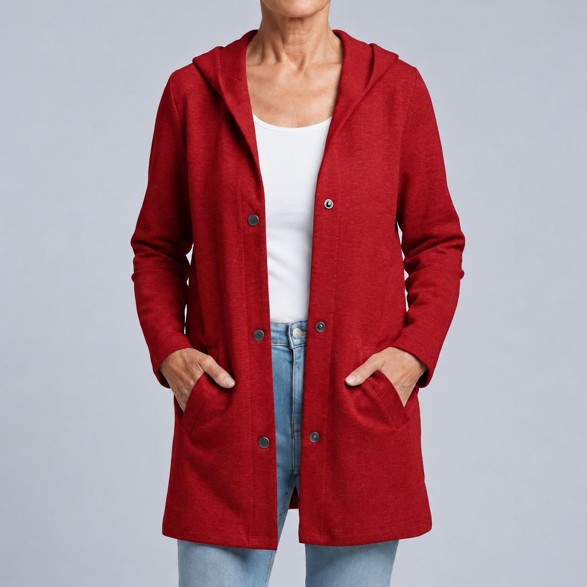 Costanza | Cardigan long à capuche et boutons