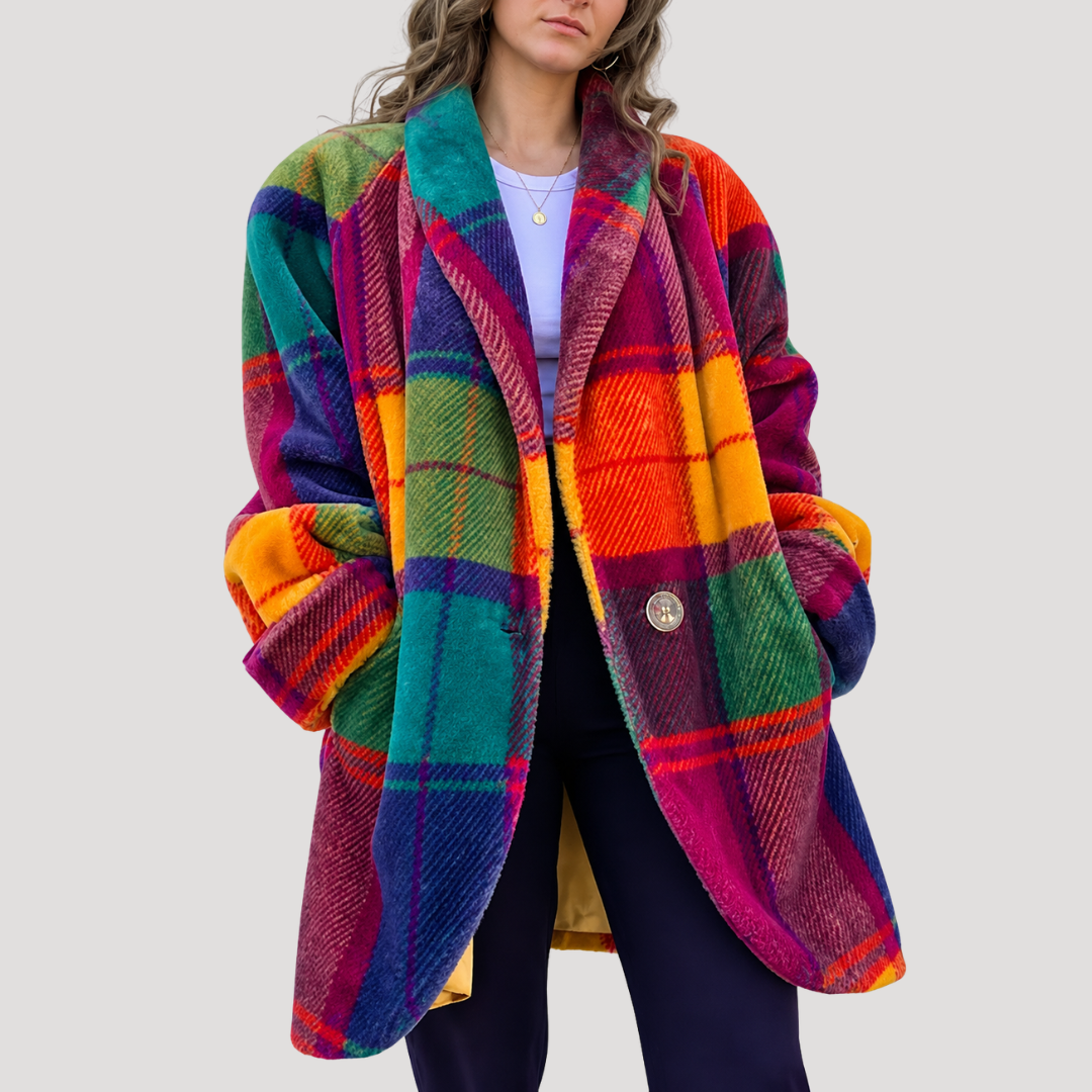 Daphné | Manteau long oversize à carreaux