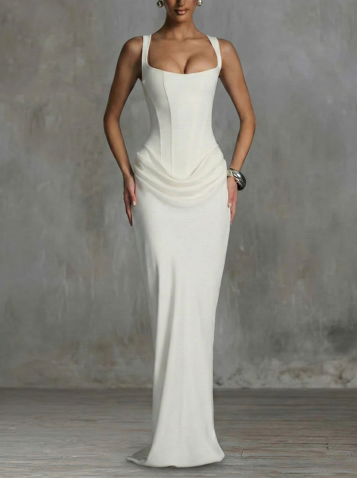 Éléonore | Robe maxi à col carré