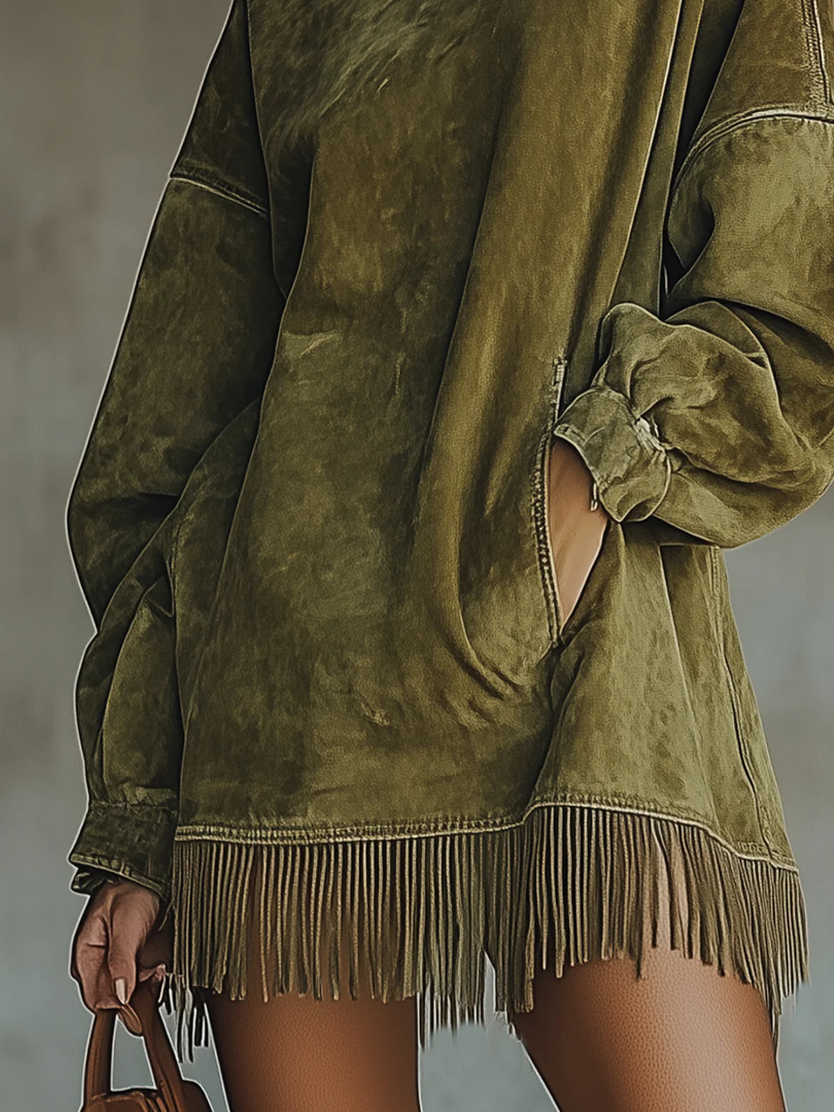 Gabrielle | Robe à col montant et franges