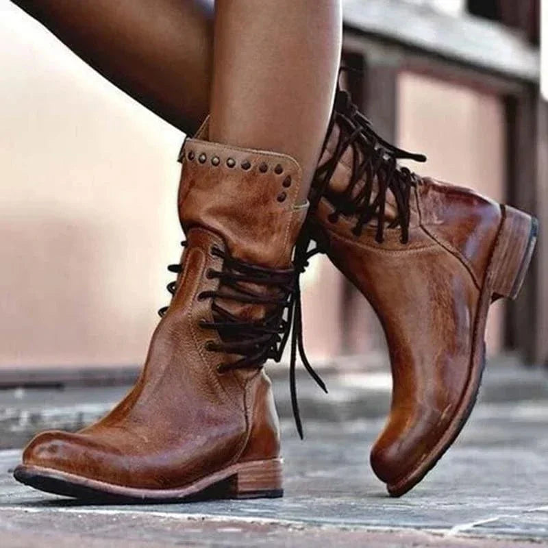 Venetia | Bottines à lacets tricotées en dentelle