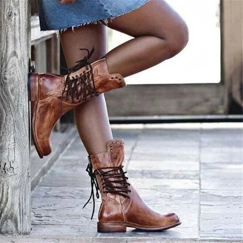 Venetia | Bottines à lacets tricotées en dentelle