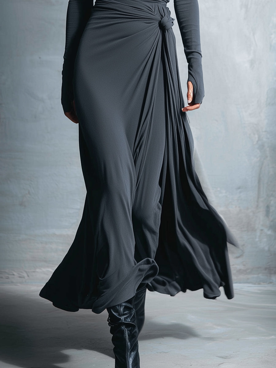 Naomie | Robe longue avec nœud en soie