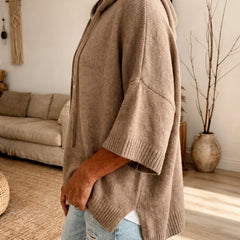 Manon | Pull poncho taupe douillet