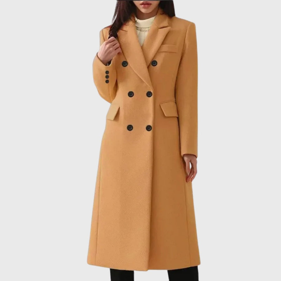Anaïs | Manteau long en laine mélangée à double boutonnage