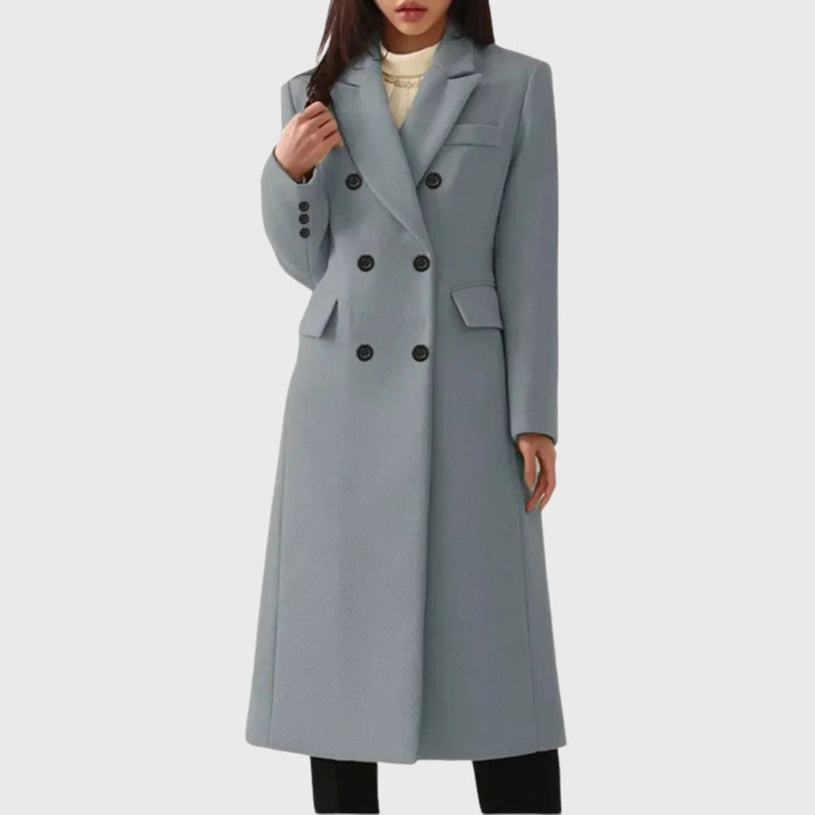 Anaïs | Manteau long en laine mélangée à double boutonnage